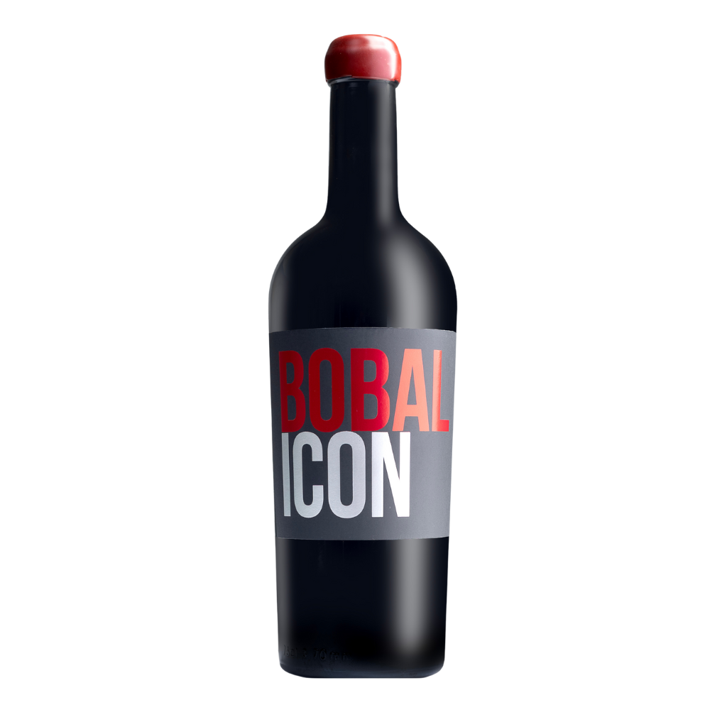 Botella de Bobal Icon tinto con cápsula de lacre rojo